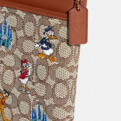 Disney X Coach Kitt Messenger Crossbody In Signature Textile Jacquard With Mickey Mouse And Friends Embroidery