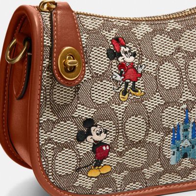 Disney X Coach Swinger Bag In Signature Textile Jacquard With Mickey Mouse And Friends Embroidery