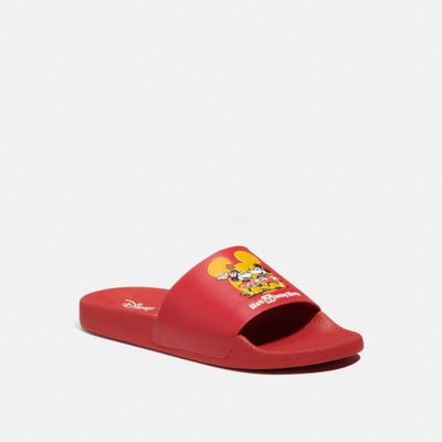 Disney X Coach Sport Slide With Mickey Mouse And Minnie Motif
