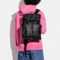League Flap Backpack In Signature Canvas With Camo Print