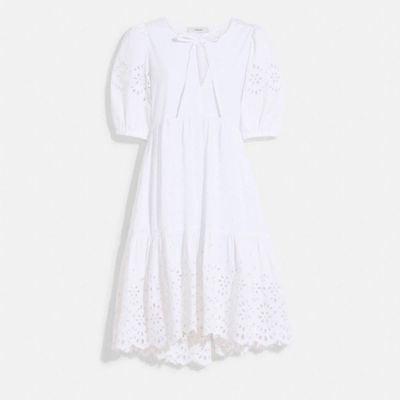 Broderie Anglaise Puff Sleeve Dress Organic Cotton
