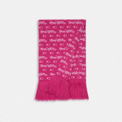 Bold Horse And Carriage Print Oversized Muffler