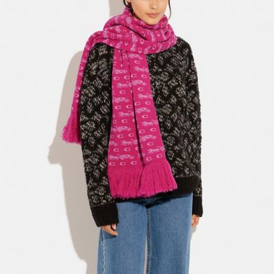 Bold Horse And Carriage Print Oversized Muffler