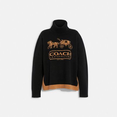 Colorblock Horse And Carriage Sweater
