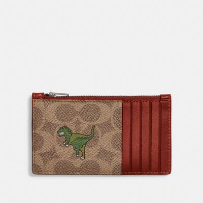 Zip Card Case In Signature Canvas With Rexy Print