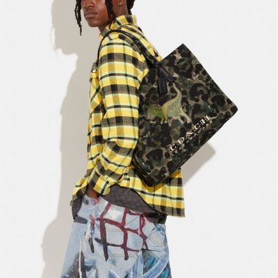 Coach 100 Percent Recycled Canvas Tote 42 With Camo Print And Rexy |  Metropolis at Metrotown