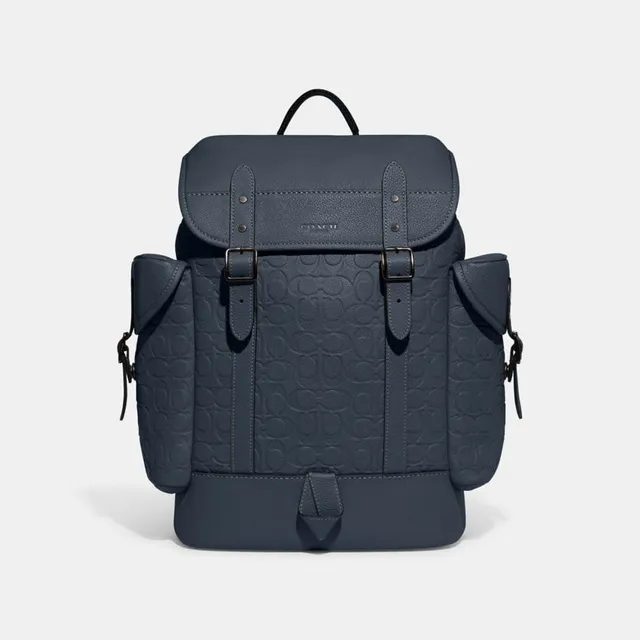 COACH Restored Rivington Backpack In Colorblock Signature Canvas With Patch  in Blue for Men