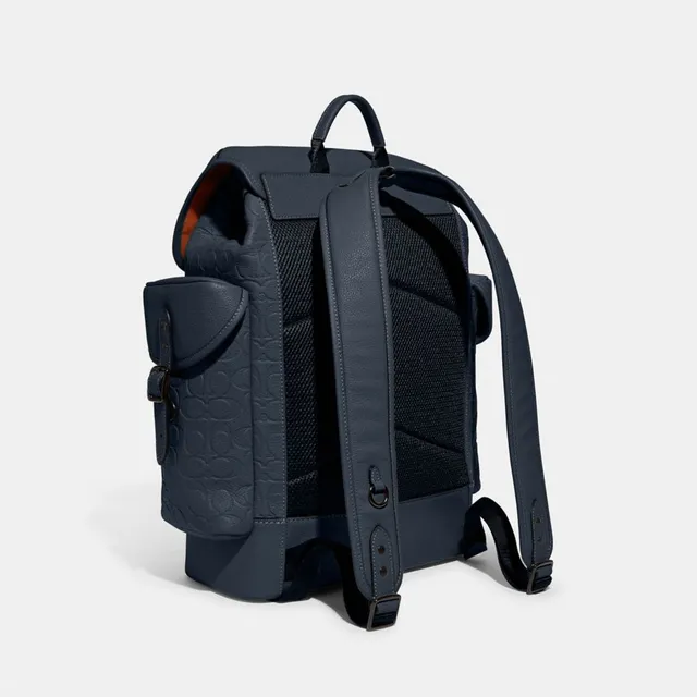 COACH Restored Rivington Backpack In Colorblock Signature Canvas With Patch  in Blue for Men