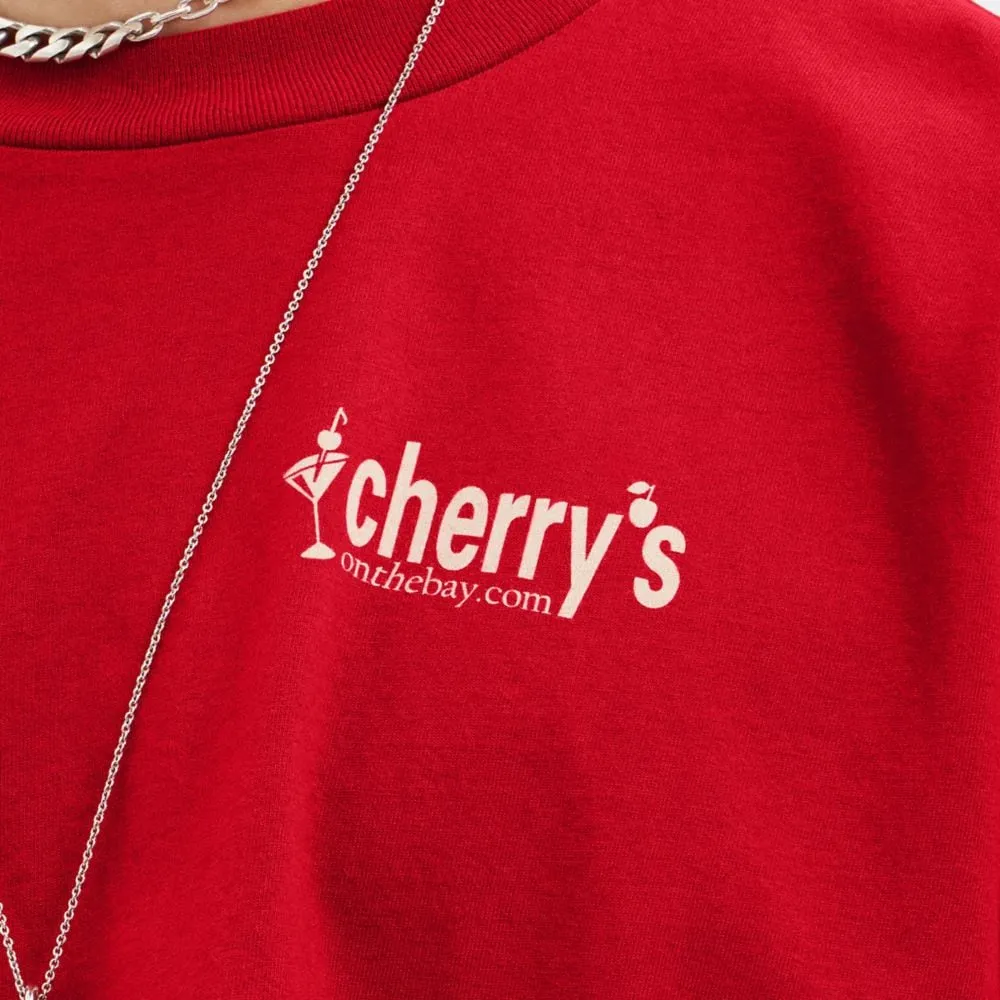 Cropped T Shirt With Cherry's Graphic