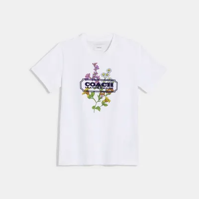 Floral Badge T Shirt Organic Cotton