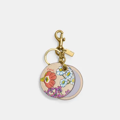 Mirror Bag Charm With Floral Print