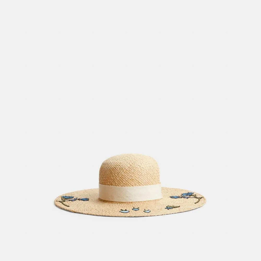 Coach X Observed By Us Embroidered Straw Hat