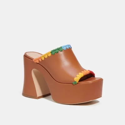 Bobi Platform Sandal With Rainbow Crochet
