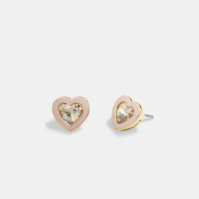 Faceted Heart Stud Earrings