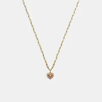 Faceted Heart Chain Link Necklace