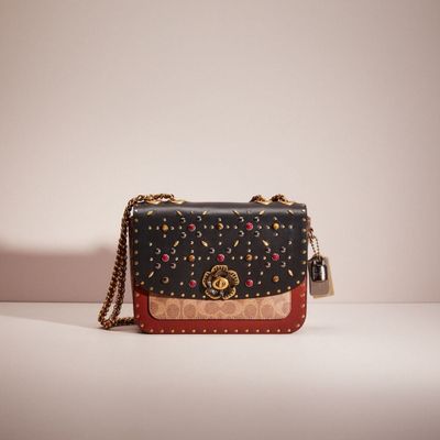 Upcrafted Madison Shoulder Bag In Signature Canvas With Rivets And Snakeskin Detail