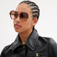 Wrap Around Hangtag Oversized Geometric Round Sunglasses