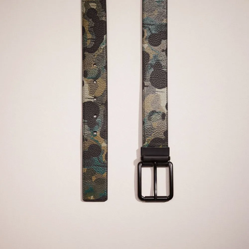 Restored Roller Buckle Cut To Size Reversible Belt With Camo Print, 38 Mm