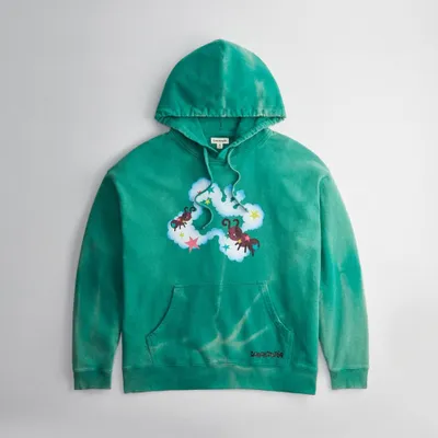 Hoodie 95% Recycled Cotton With Wavy Wash: Floating Butterfly