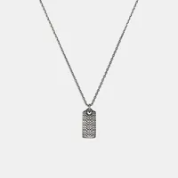 Sterling Silver Quilted Hangtag Long Pendant Necklace