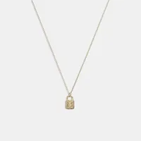 14 K Gold Quilted Signature Padlock Pendant Necklace