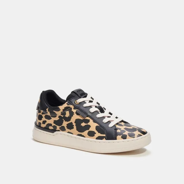  Coach Women's Lowline Printed Leather Sneaker, Zebra, 5