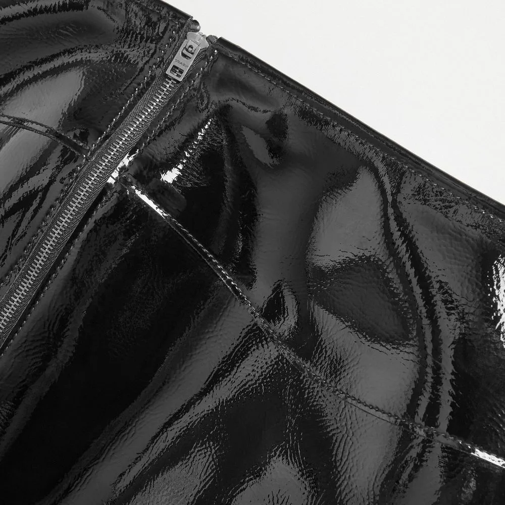 Wavy Mini Skirt Crinkle Patent Coachtopia Leather