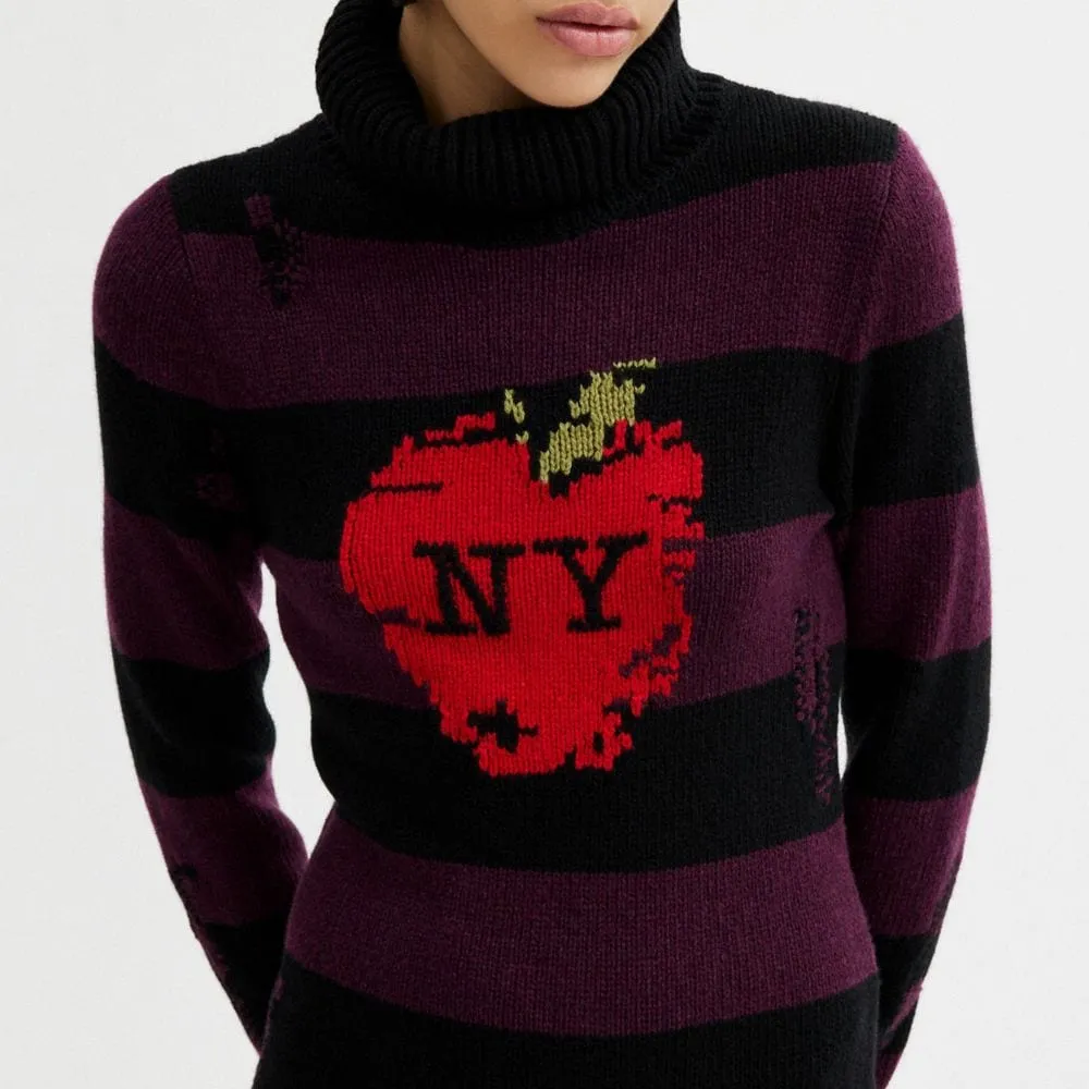 New York Apple Distressed Sweater Dress