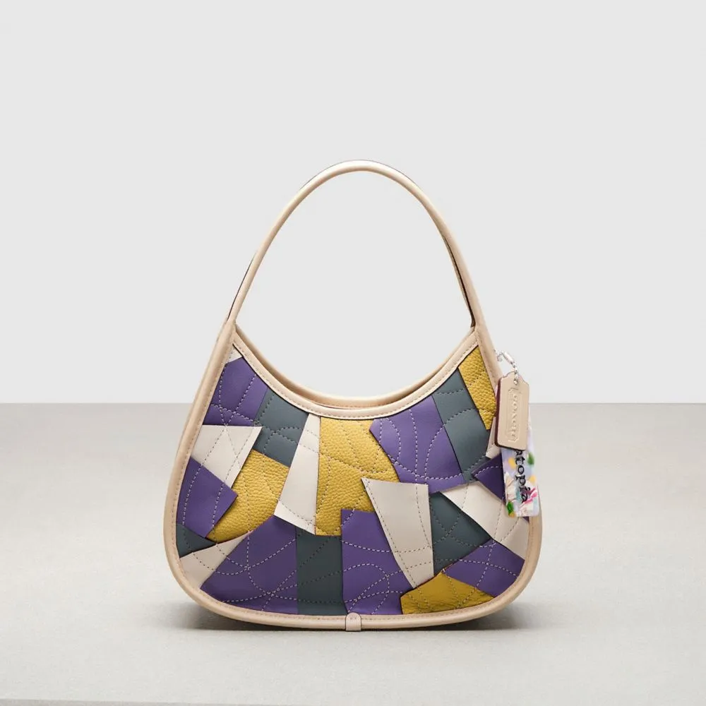 Ergo Bag In Checkerboard Patchwork Upcrafted Leather With Zig Zag Stitch