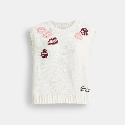 Buy Now Lip Print Sweater Vest
