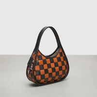 Ergo Bag Checkerboard Patchwork Upcrafted Leather With Zig Zag Stitch