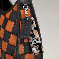 Ergo Bag Checkerboard Patchwork Upcrafted Leather With Zig Zag Stitch