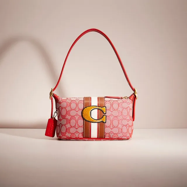 Coach Signature Logo Jacquard Demi Shoulder Bag - Sport Red