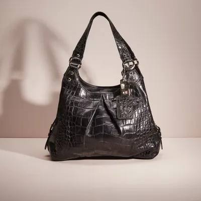 Restored Madison Maggie Bag In Embossed Crocodile Leather