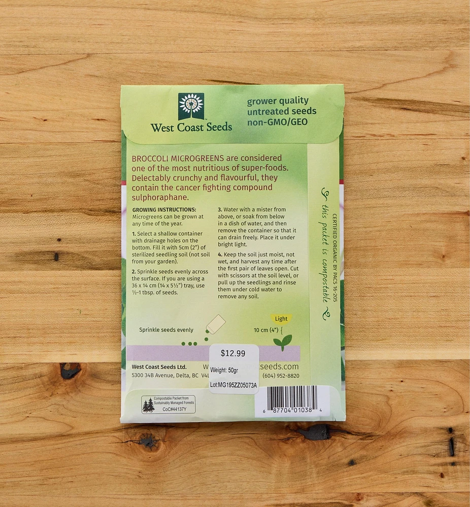 Non-GMO Microgreen Seed Packets