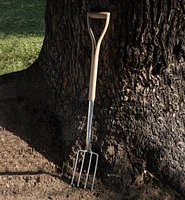 Fourche à bordures en acier inoxydable à manche en bois