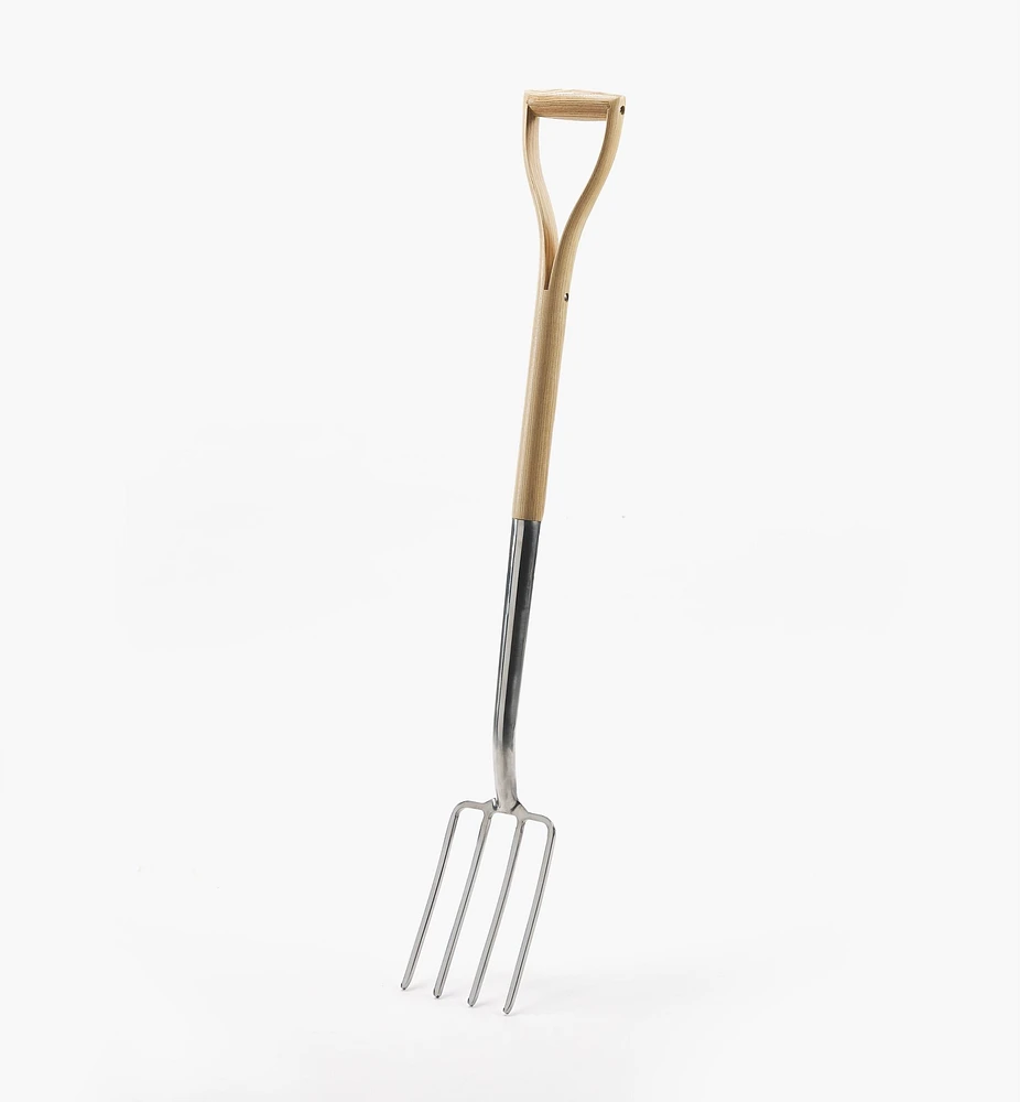 Fourche à bordures en acier inoxydable à manche en bois