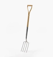 Fourche à bordures en acier inoxydable à manche en bois