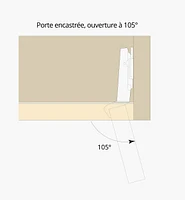 Charnières en acier inoxydable 105° avec amortisseur, porte encastrée