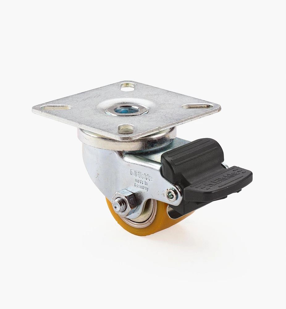 Low-Profile Polyurethane Caster with Brake