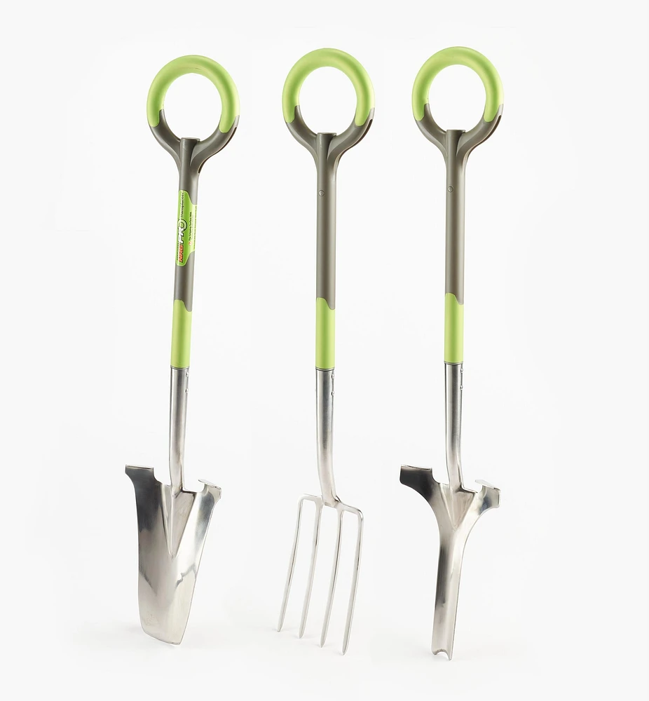 Radius Ergonomic Stainless-Steel Transplant Spade, Border Fork & Weeder Set