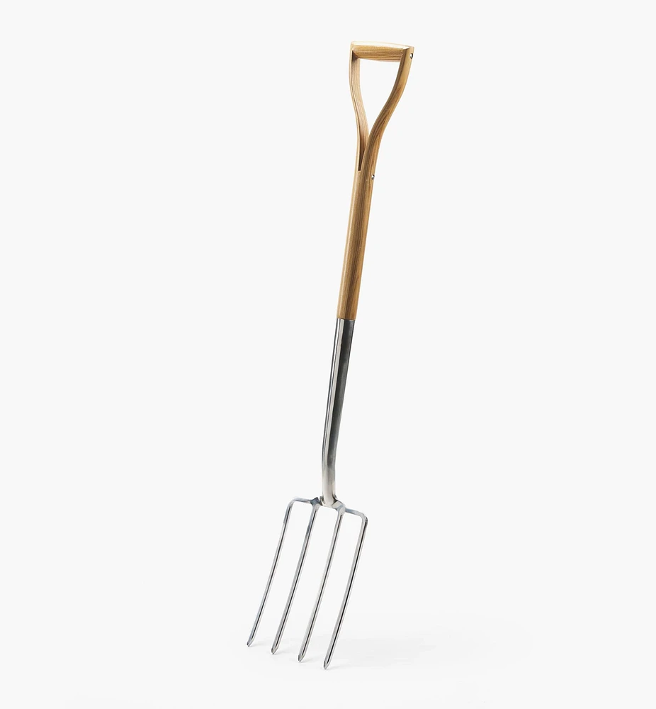 Fourche à bêcher en acier inoxydable à manche en bois