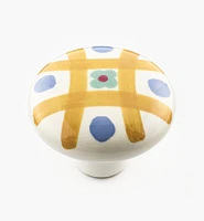 Brown Checker Painted Ceramic Knobs