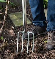 Fourche à bordures en acier inoxydable à manche en bois