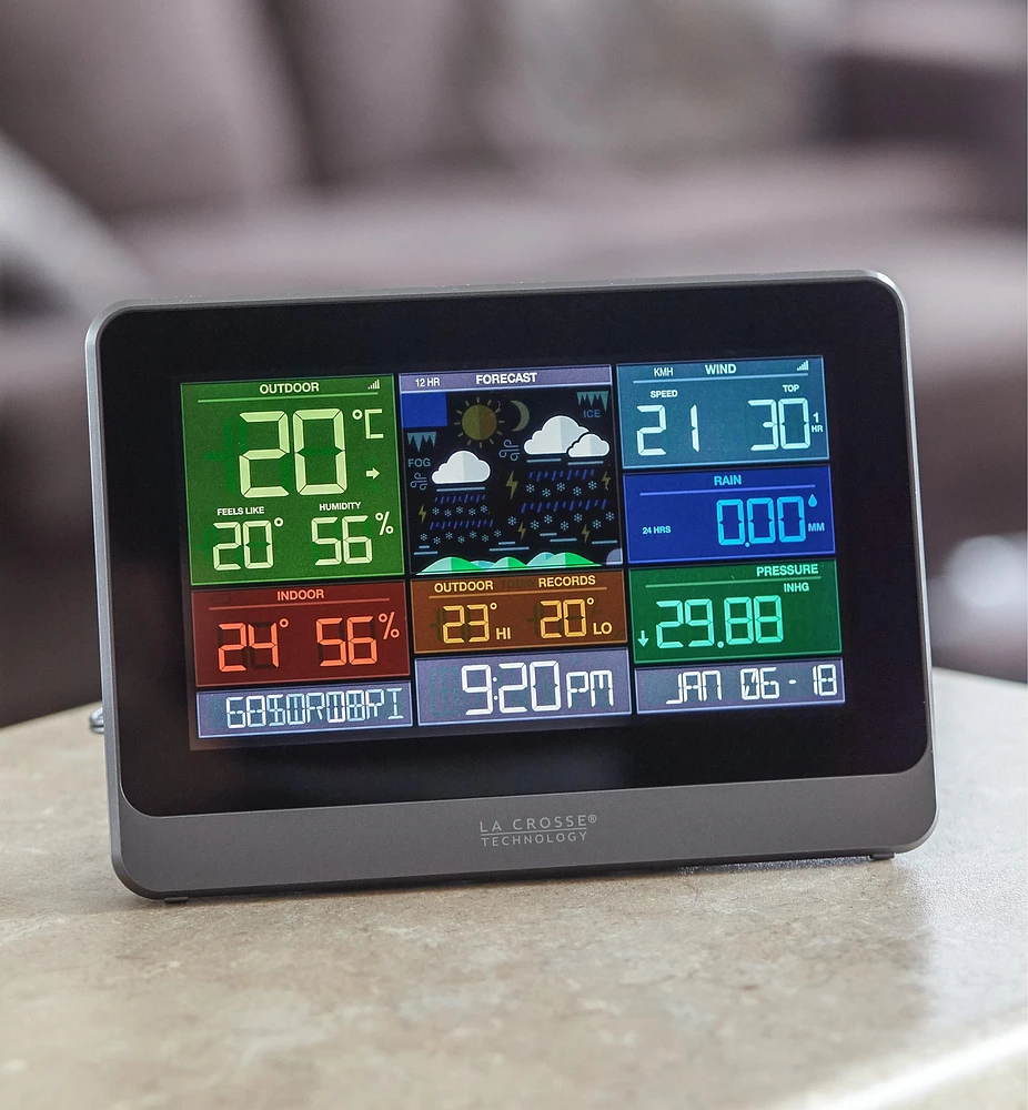Station de suivi météo sans fil avec anémomètre et pluviomètre