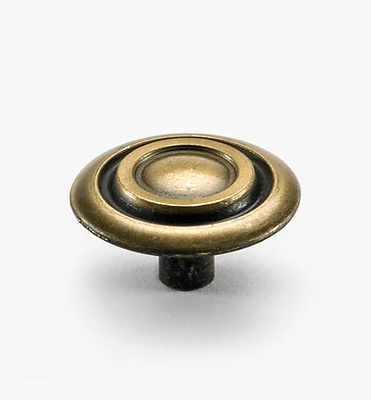 Bouton annelé en laiton antique