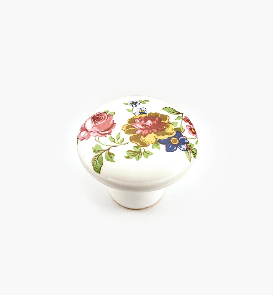 Red/Blue Floral Ceramic Knob