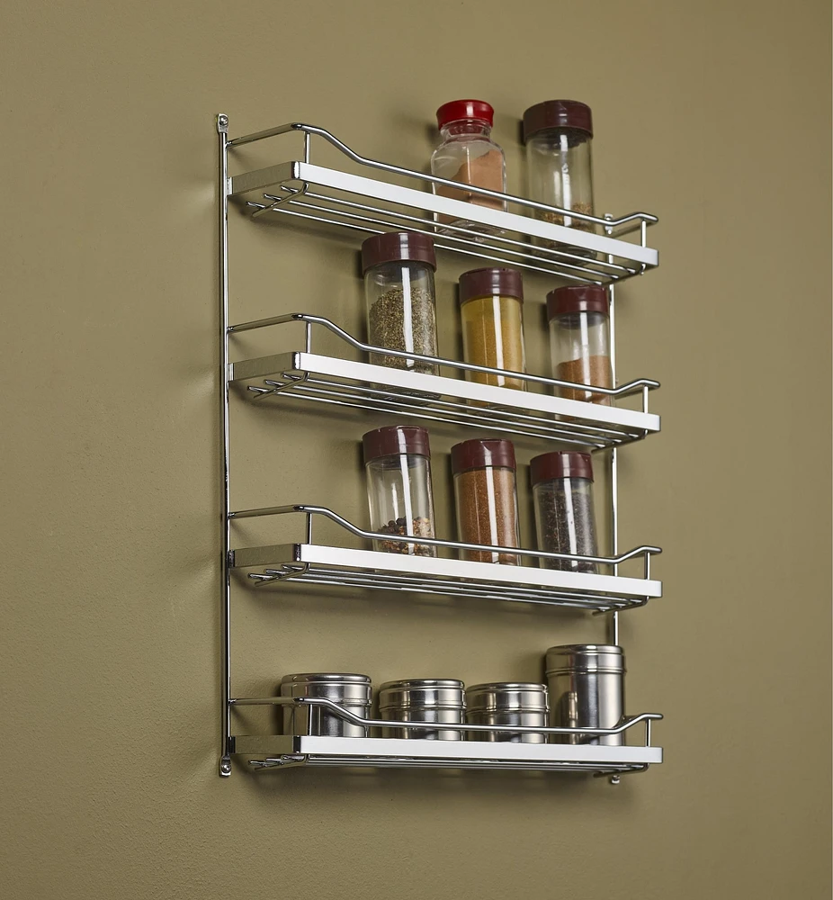 Wide Four-Shelf Screw-Mount Spice Rack