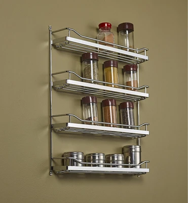 Wide Four-Shelf Screw-Mount Spice Rack