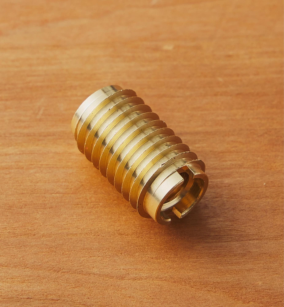 Long 3/8-16 Brass Knife-Edge Insert Nut